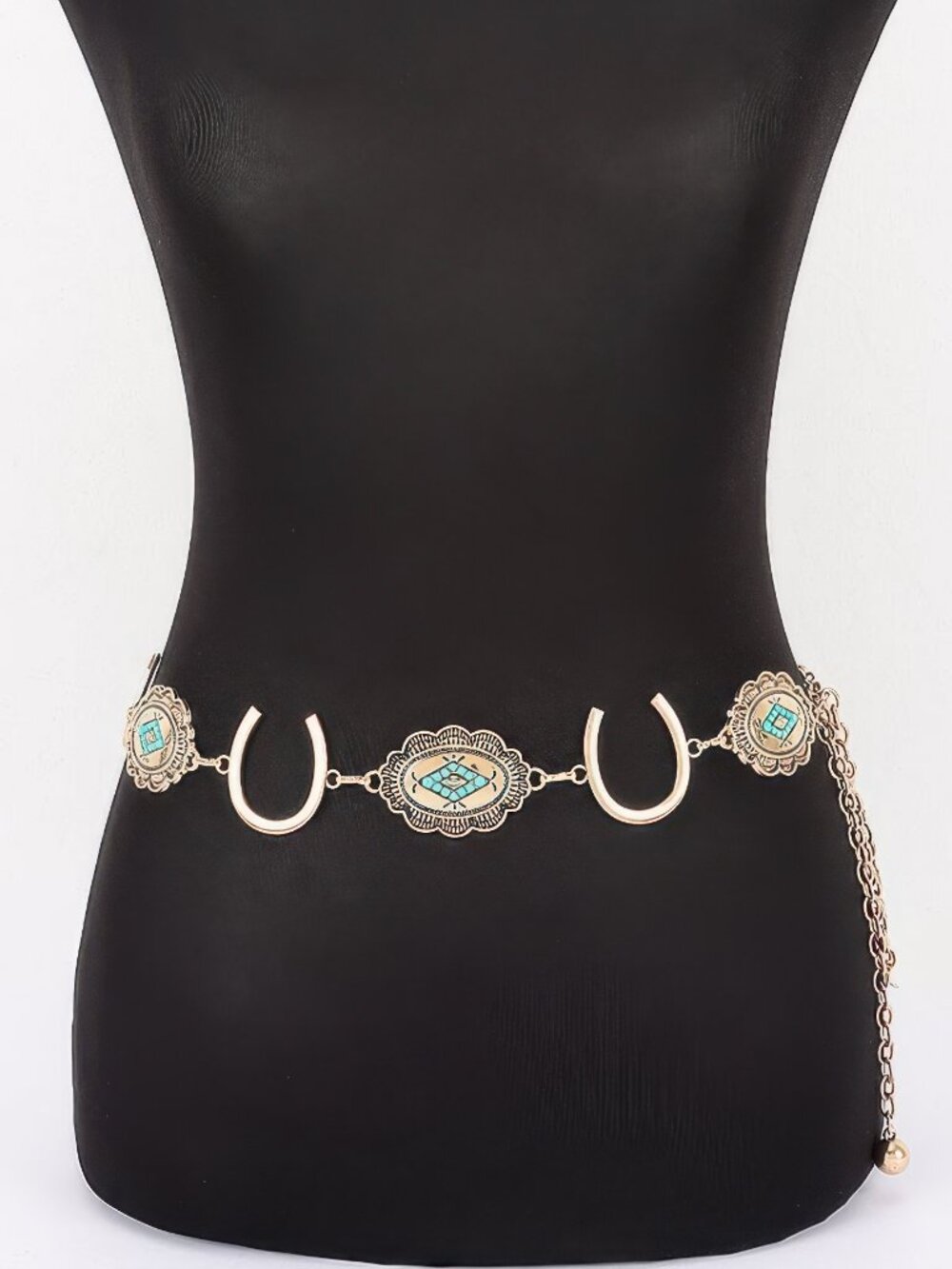 Western Horseshoe Concho Chain Belt